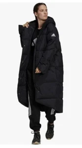 Adidas Womens Big Baffle Waterproof  Black Hooded Puffer Jacket  $275 SOLD OUT - Picture 1 of 12