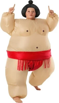 Disfraz de luchador de sumo inflable rojo para niños traje de grasa inflable Halloween O/S Foto 1 de 4