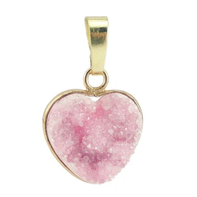 Collar Colgantes Corazón Rosa Genuino Druzy Drusy Ágata Geoda Chapado en Oro Amarillo Foto 1 de 4