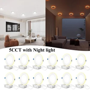 6 In 5CCT Ultra-Thin LED Recessed Ceiling Light with Junction Box,0-10v Dimmable - Picture 1 of 18