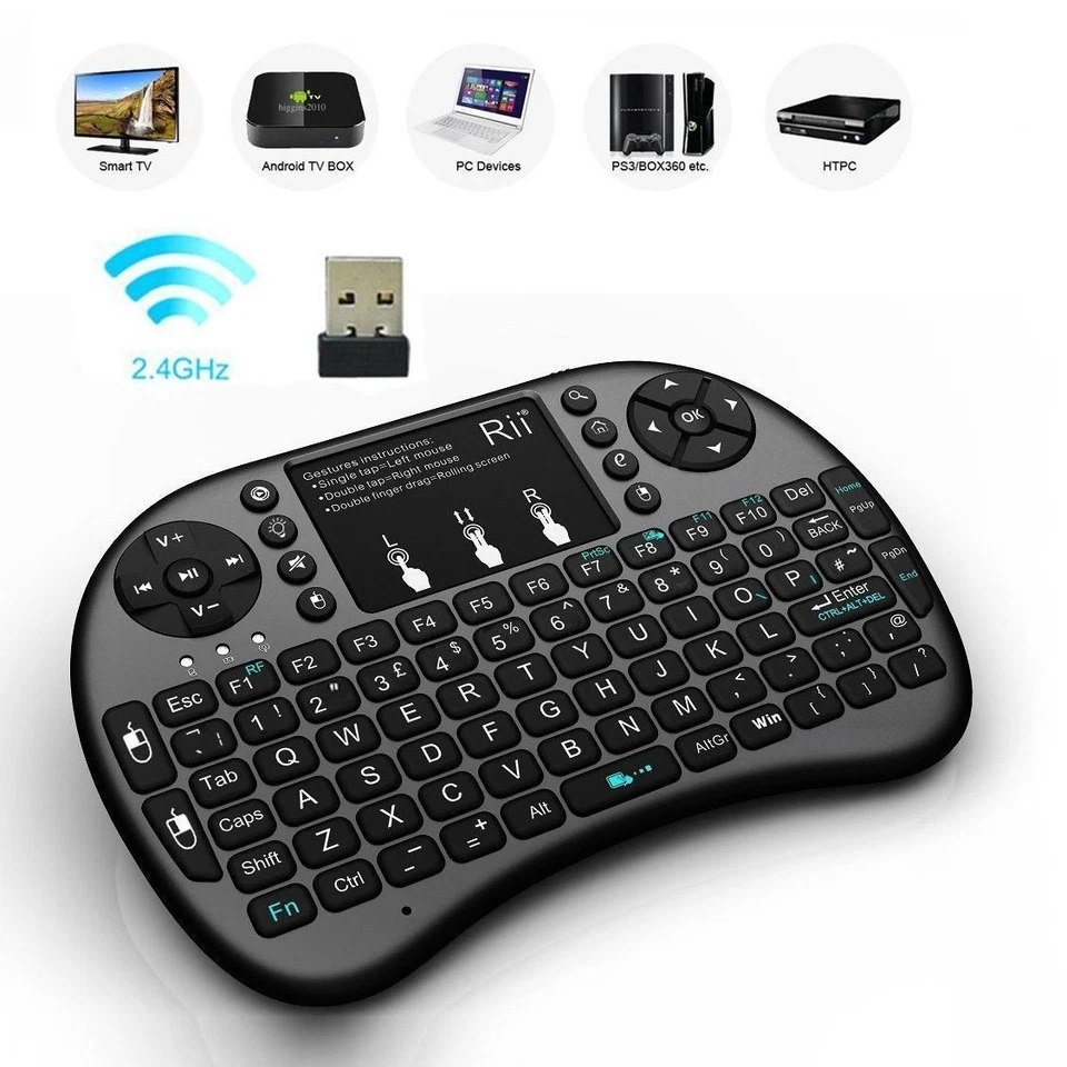 Compact Black Wireless Keyboard with Backlight for Smart TV and Android TV Box - Image 1 of 4