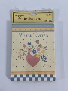 Tarjetas de notas de invitación con sello de colección como nuevas de colección corazones de cabaña florales años 80 - Imagen 1 de 5