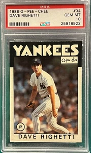 Dave Righetti 1986 O-Pee-Chee OPC #34 Yankees PSA 10 Gem - Picture 1 of 2