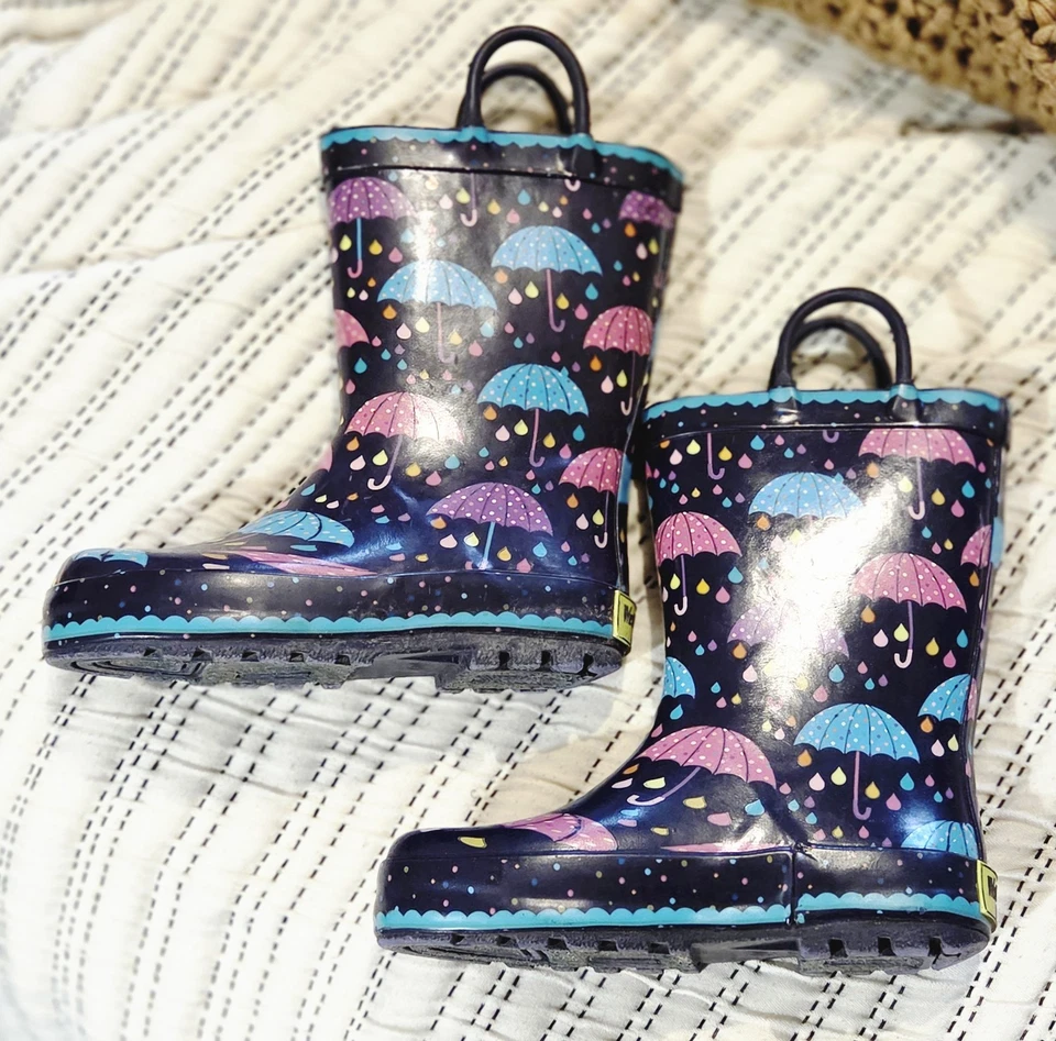 Botas de lluvia Western Chief impermeables de goma para jóvenes talla 10 Bella Umbrella azul marino Foto 1 de 4