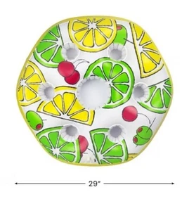 Pool Central 29" Yellow, White and Green Inflatable 6 Beverage Refreshment Float - Picture 1 of 1