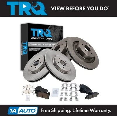 Kit de pastilhas de freio e rotor TRQ de cerâmica compatível com 2014 INFINITI Q60 2010-2017 Nissan 370Z - Imagem 1 de 4