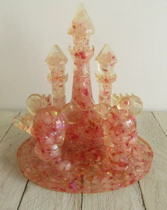Vtg Lucite Resin Vomit Disney? Mickey Minnie Mouse Sleeping Beauty Castle Figure - Picture 1 of 7