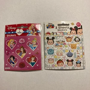 Disney Princesses (9) & Tsum Tsum (12) 3 Sticker Sheets NEW (2) 2017 - Picture 1 of 6
