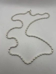 Vintage Italienische Silber 925 Oval Perlenkette - 32 Gramm / 30" Kette - Bild 1 von 6