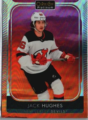 2021-22 O-Pee-Chee Platinum #166 Jack Hughes Pee-Chee Platinum - Sunset - Image 1 of 2