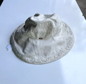 Sombrero ajustable de ala ancha de lona de algodón natural vintage SCALA COLLEZIONE - Imagen 1 de 10