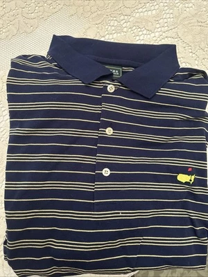 Camisa de golf Masters XL azul marino con tiras doradas Augusta National Foto 1 de 2