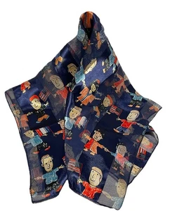 Children of the World Scarf  Holding Hands Flags Navy 100% Polyester 19”x19” - Picture 1 of 6