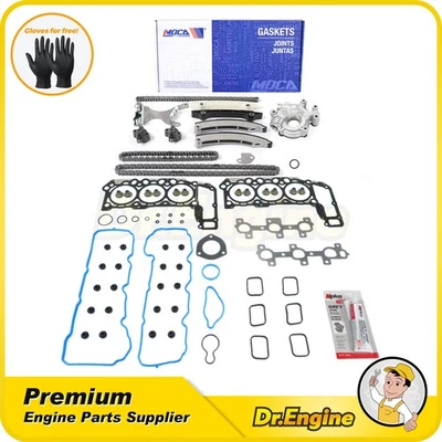 Head Gasket Set Timing Chain Kit Oil Pump for Dodge Dakota Ram Jeep Liberty - Image 1 of 4