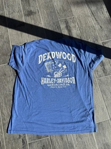 HARLEY DAVIDSON MOTORCYCLE DEADWOOD MEN'S SHIRT T-SHIRT BLUE SIZE XXL - Picture 1 of 6