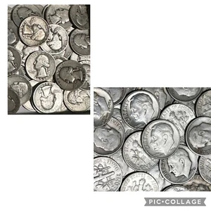 A 90% Silver Washington Quarter & A 90% Silver Roosevelt Dime - Picture 1 of 1
