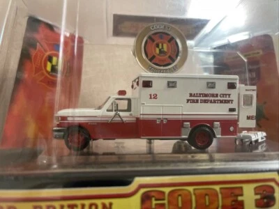 CODE 3 BALTIMORE EMS MEDIC AMBULANCE 1:64 FIRE RESCUE TRUCK LIMITED ED 12103 - Image 1 of 4