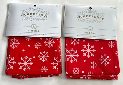 Lote de 2 Bolsa de Regalo Bicicleta Rojo Blanco Copos de Nieve 80"x18"x39" Cumpleaños Navidad Foto 1 de 3