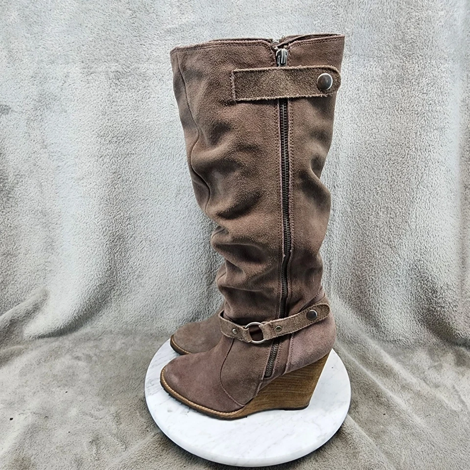 Zapatos Bakers Mujer 9 Marrón Cuero Tacón de Cuña Botas hasta la Rodilla *BUC* Foto 1 de 4