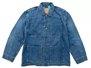GAP Mens Blue Medium Wash Relaxed Fit Denim Chore Jacket - Picture 1 of 7