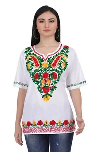 Cotton Mexican White Tops/Blouses Colorful Embroidered - Picture 1 of 5