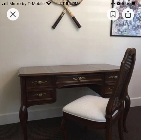 Gorgeous Antique Mahogany desk By Sligh With Leather Inlay Top and Matching Desk Cover