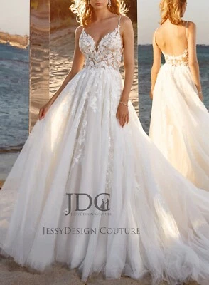 Glitter Chantilly lace Soft Tulle  wedding dress bridal gown custom made 2-28W - Image 1 of 4