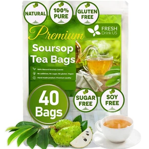 40 bolsas de té premium de guanábana hoja de graviola, 100 % naturales y puras de guanábana Le - Imagen 1 de 12