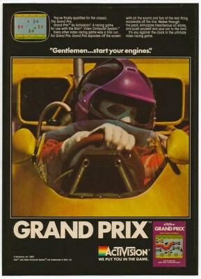 Laminated Print ORIGINAL 1982 Intellivision GRAND PRIX Video Game PRINT AD - Image 1 of 2