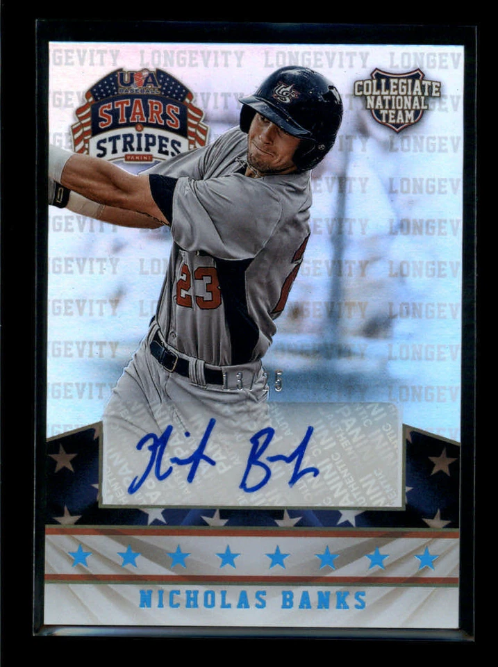NICHOLAS BANKS 2015 PANINI STARS AND STRIPES LONGEVITY AUTO /25 AG6040 - Image 1 of 1