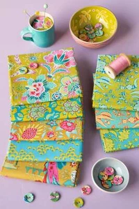 Tilda Bloomsville fabrics by the Fat quarter - cotton quilting fabric. Corn/Sky - Picture 1 of 6