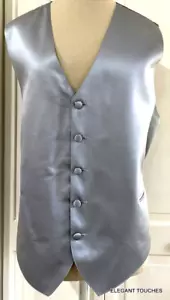 Men’s Gray Suit Vest L Satin Tuxedo Single-Breasted Prom Evening vintage Y2K - Picture 1 of 5
