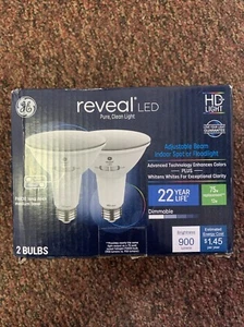 GE 2pk 75W Reveal PAR30 LED Light Bulbs Long Neck Adjustable Flood/Spot ⭐ - Picture 1 of 3