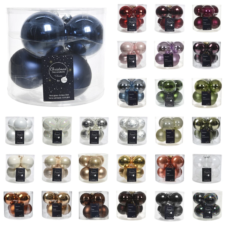 6 Weihnachtskugeln 8cm Glas Christbaumkugeln Christbaumschmuck glänzend matt uni - Bild 1 von 1
