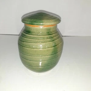 Artist Stamped Stoneware Jar w/lid Flaw Japandi - Picture 1 of 6