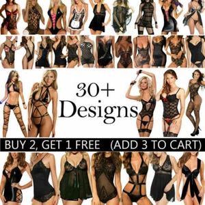 Womens Sexy Lace Lingerie Bodysuit Erotic Underwear Cosplay Nightwear Sleepwear▫ - Picture 1 of 56
