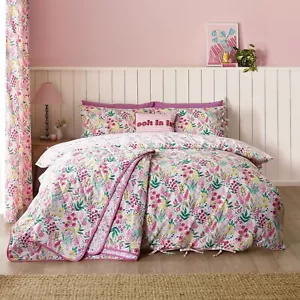 Catherine Lansfield Tilly Floral Reversible Duvet Cover Bedding Range Pink - Picture 1 of 56