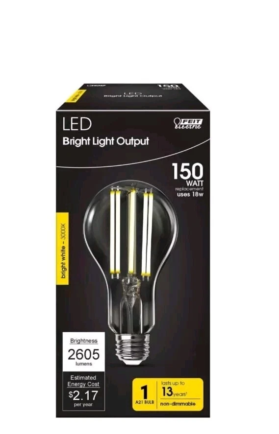 Feit Electric A21 E26 (Medium) Filament LED Bulb Bright White 150 W - Image 1 of 1