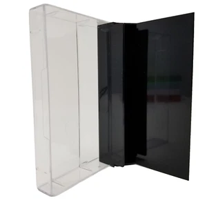 5 Cassette Tape Cases - Black Front Clear No Posts Back Small Empty Plastic Box - Picture 1 of 4