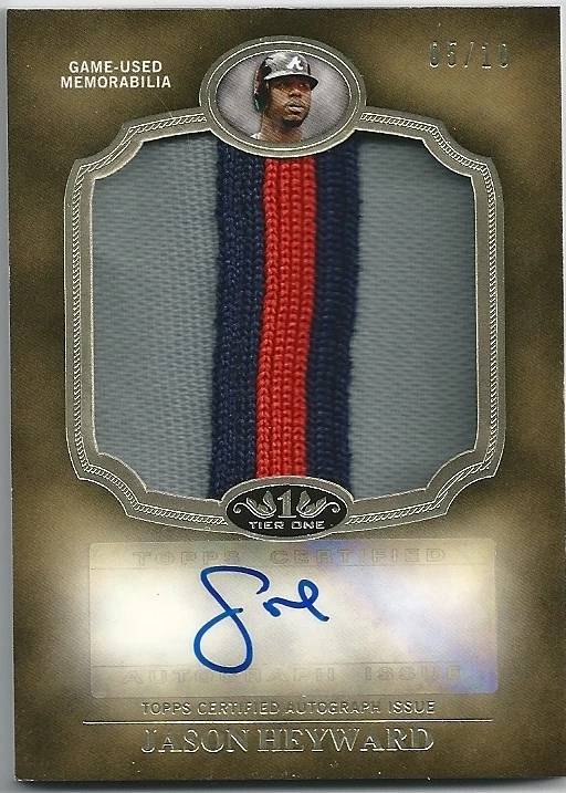 2012 Topps Tier One JASON HEYWARD Prodigious 3-Color Patch Relic Auto #05/10 - Image 1 of 1