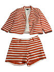 Ann Taylor Two-piece Set Coat & Shorts Orange & White Striped,  Size 4