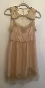 Rodarte Dress Target Gold Slip Dress Tulle Netting Sleeveless Bows - Picture 1 of 9