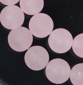 8mm Pink Jade Frost Matte Round Beads 15" - Picture 1 of 2