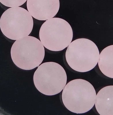 8mm Pink Jade Frost Matte Round Beads 15" - Image 1 of 2