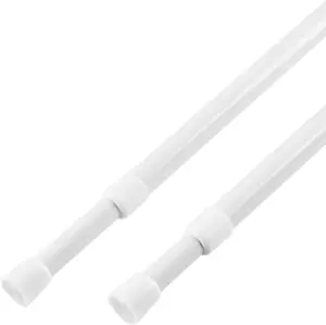2 Pcs Spring Tension Curtain Rod Adjustable 28 to 40 Inches, 5/8" Diameter, Whit - Picture 1 of 12