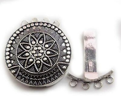 1 Pc 40mm Bali Box Clasp 4 Strand Antique Silver Plated Jewelry Making az-458 - Image 1 of 4