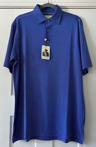 Donald Ross NWT Men's Small Polo Shirt Royal White Pattern SS DRJDL-MSP NWT$120 - Picture 1 of 15