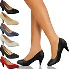 Womens Ladies Low Heel Court Shoes Comfort Work Office Formal Wedding Size New