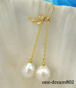 S1608 12x13mm Blanco Barroco Keshi Renacido Perla Colgante Pendiente Oro 14k Relleno - Imagen 1 de 2