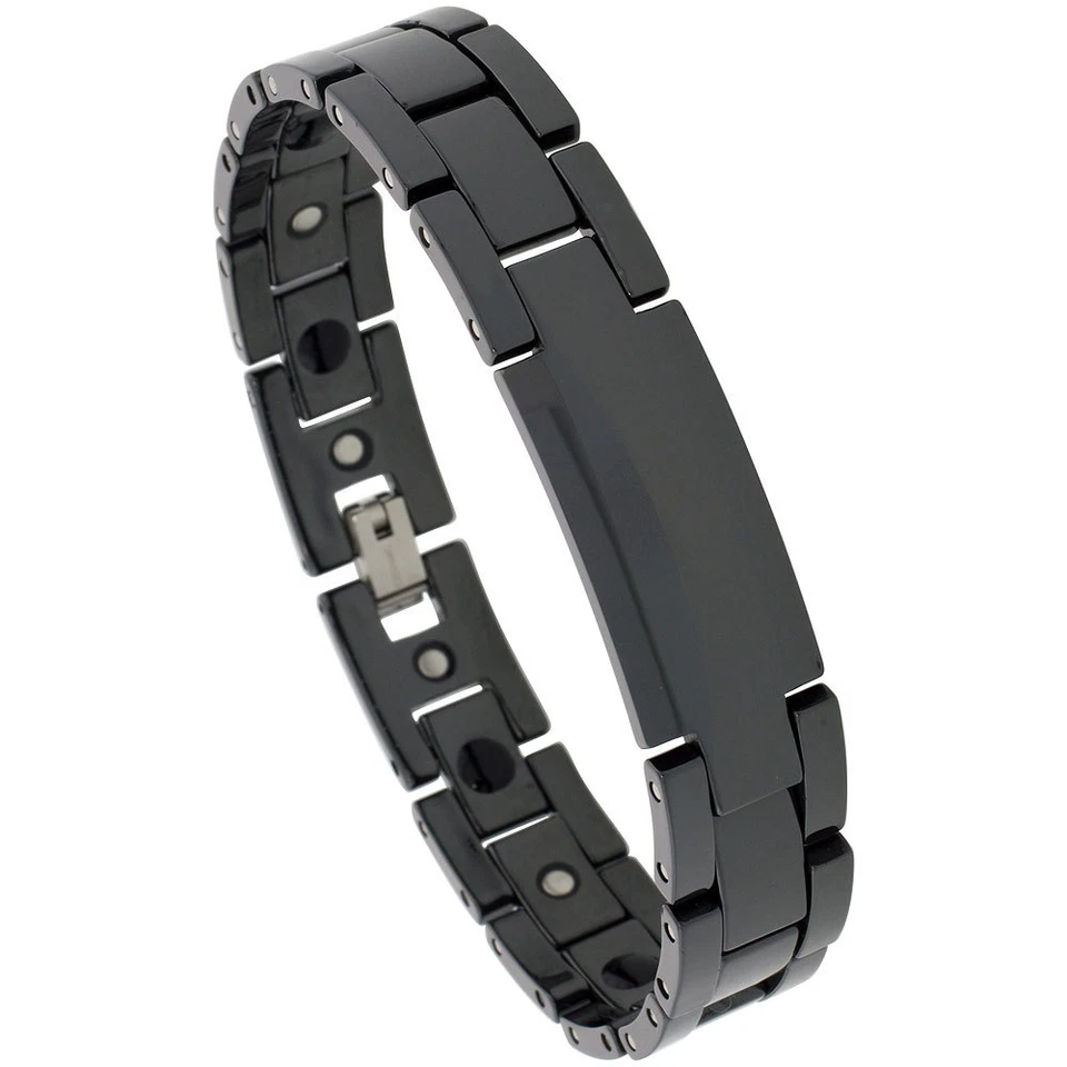 Schwarz Wolframkarbid Keramik Magnetisch Id Armband - Bild 1 von 1